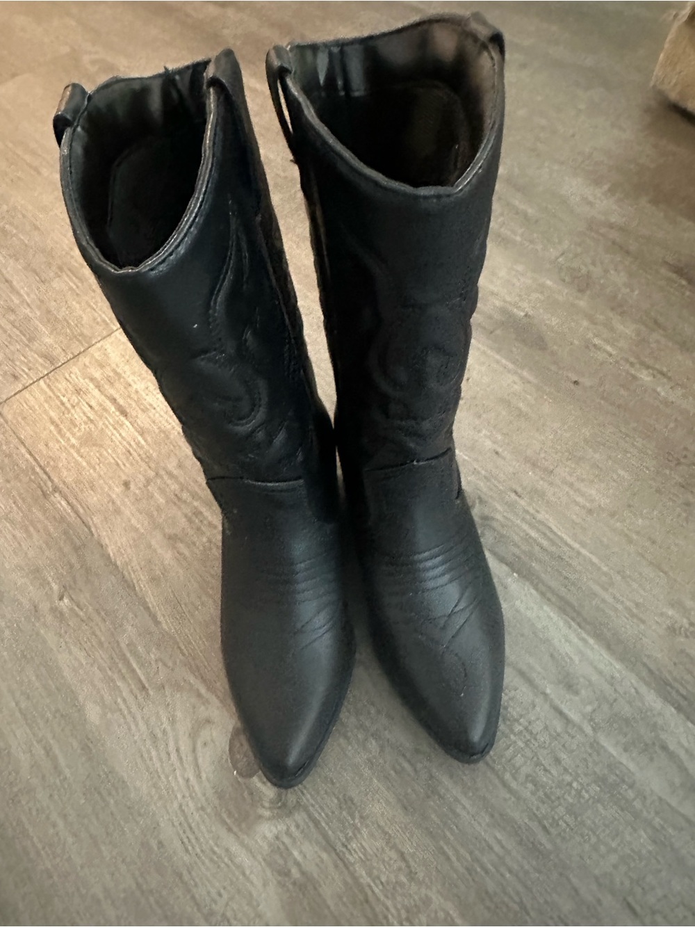 Soda Black Pointed-Toe Mid-Calf Western Heeled Boots